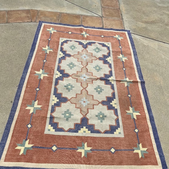Vintage 4' X 6'Reversible Flatweave Cotton Kilim/Dhurrie